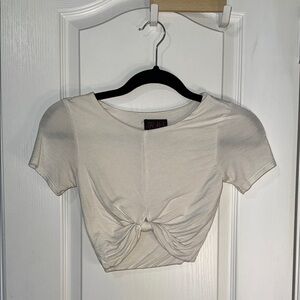 Elegant White Knot-Front Crop Top